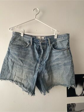 Denim Forum Light Blue Distressed Cutoff Jean Shorts